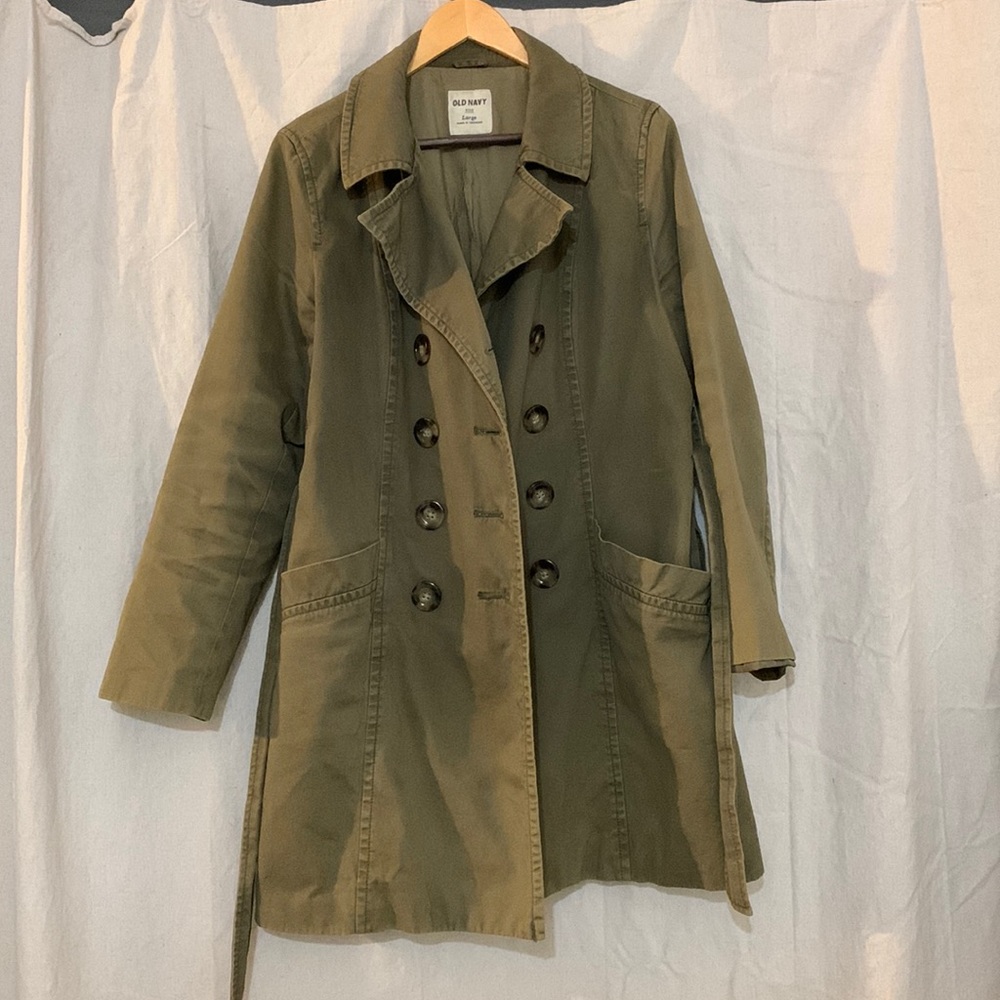 Old Navy trench coat pea coat army green size large